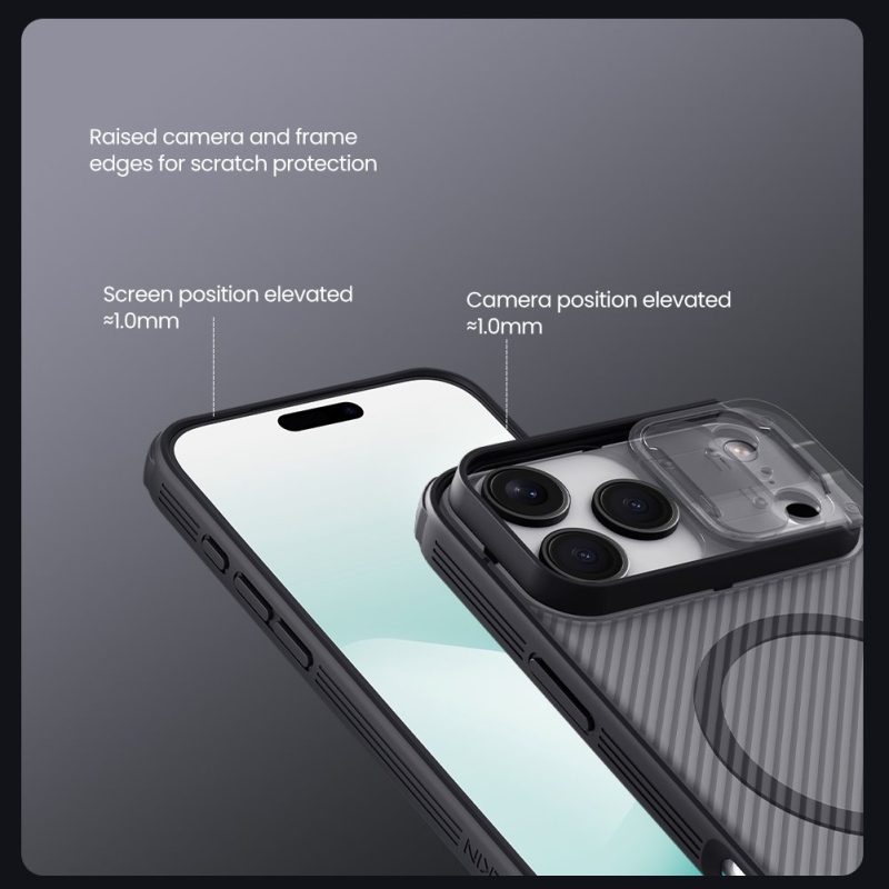 Nillkin CamShield PRO mágneses hátlap Apple iPhone 17 Pro Max készülékhez Átlátszó fekete