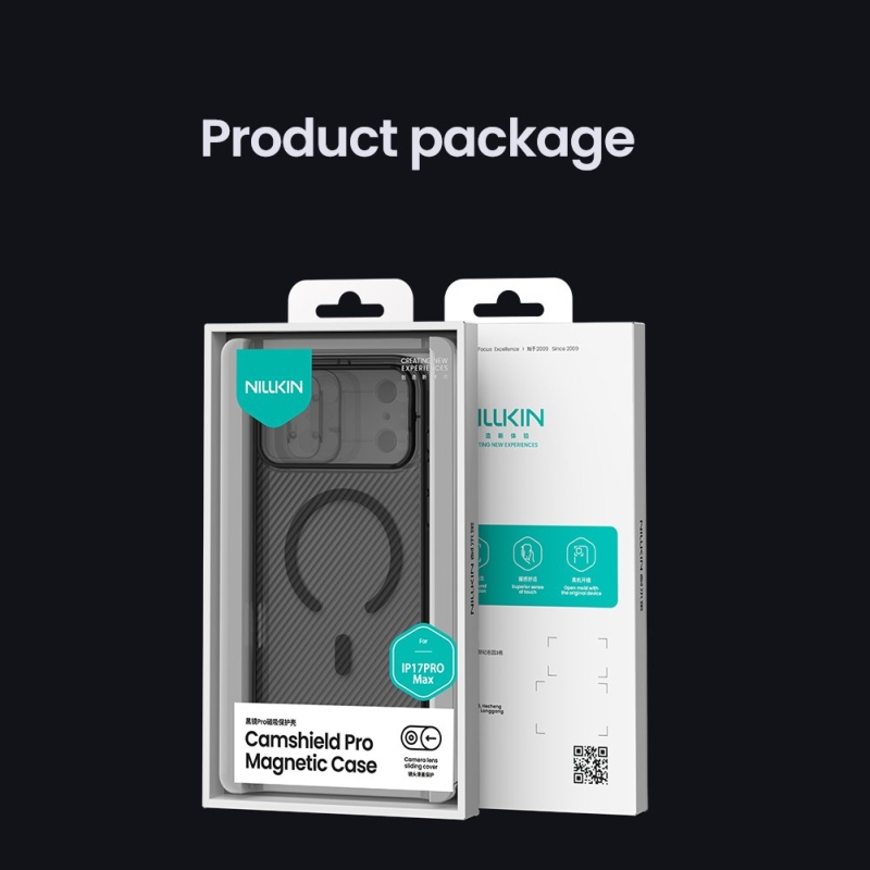 Nillkin CamShield PRO mágneses hátlap Apple iPhone 17 Pro Max készülékhez Átlátszó fekete