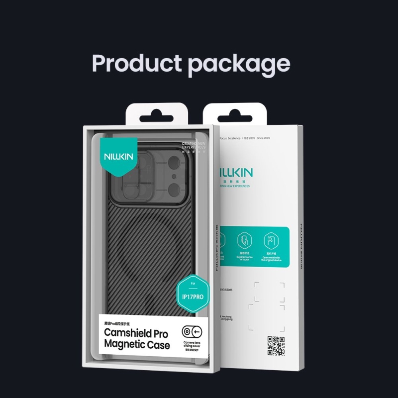 Nillkin CamShield PRO mágneses hátlap az Apple iPhone 17 Pro készülékhez Átlátszó Fekete