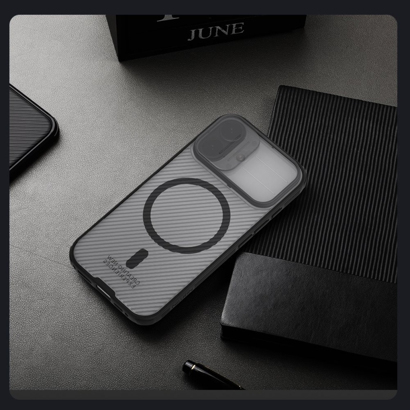 Nillkin CamShield PRO mágneses hátsó borítás Apple iPhone 17 átlátszó fekete