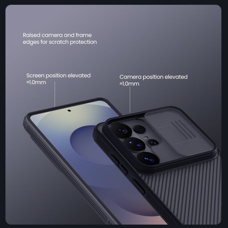 Nillkin CamShield PRO hátlap a Samsung Galaxy S26 Ultra átlátszó fekete színű készülékhez