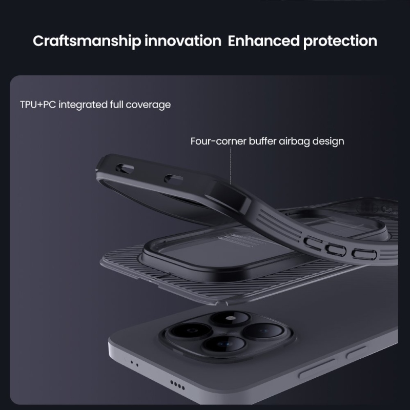 Nillkin CamShield PRO hátlap Xiaomi Redmi Note 15 Pro+ 5G átlátszó fekete
