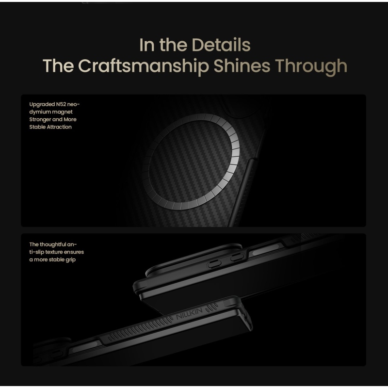 Nillkin CarboProp Aramid mágneses tollnyílásos hátlap Samsung Galaxy Z Fold 7 készülékhez, fekete