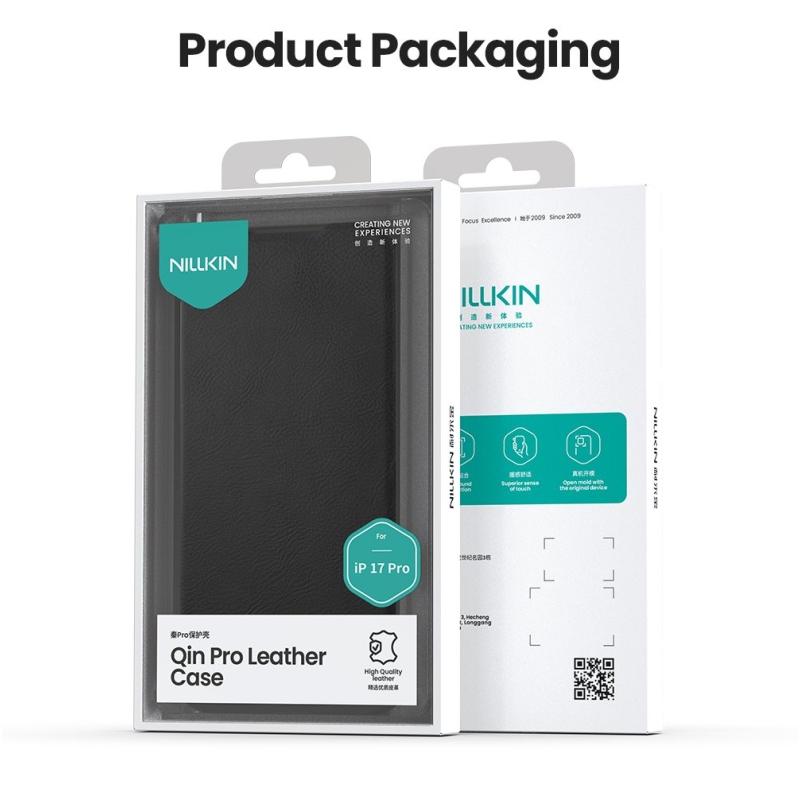 Nillkin Qin Book PRO tok az Apple iPhone 17 Pro számára Fekete