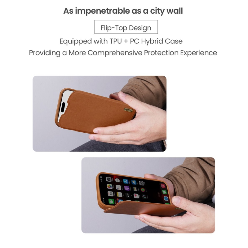 Nillkin Qin Book PRO tok Apple iPhone 17 Pro barna színű tokhoz