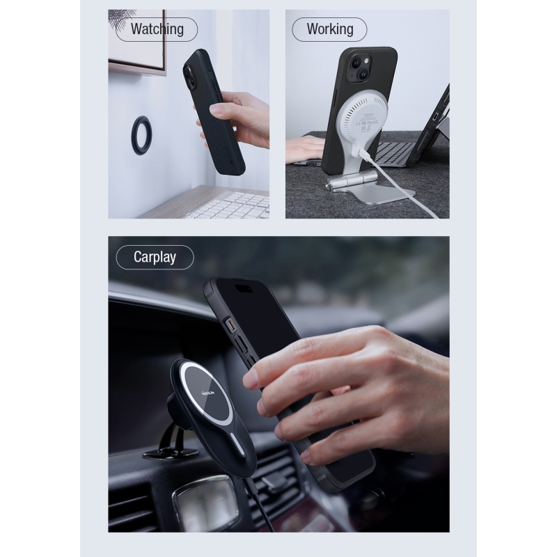 Nillkin Super Frosted PRO mágneses hátlap Apple iPhone 15 Fekete