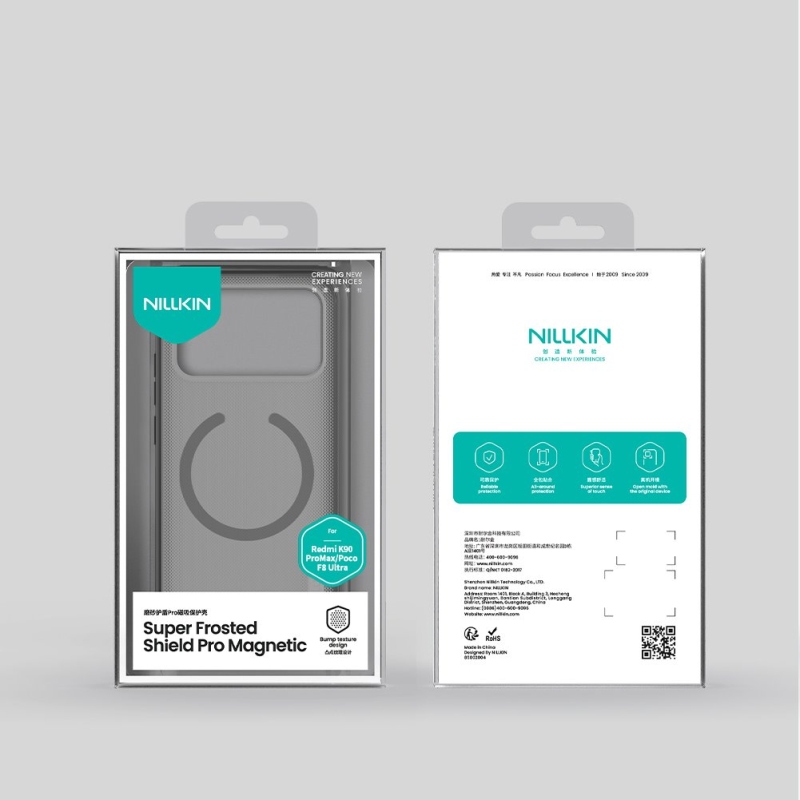 Nillkin Super Frosted PRO mágneses hátlap Poco F8 Ultra átlátszó fekete készülékhez