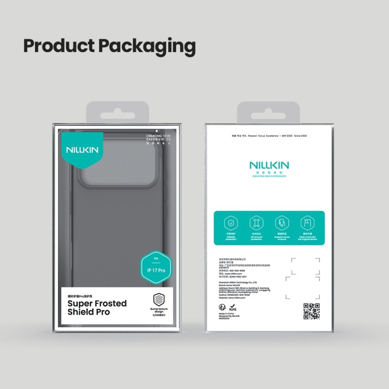 Nillkin Super Frosted PRO hátlap az Apple iPhone 17 Pro készülékhez Átlátszó fekete