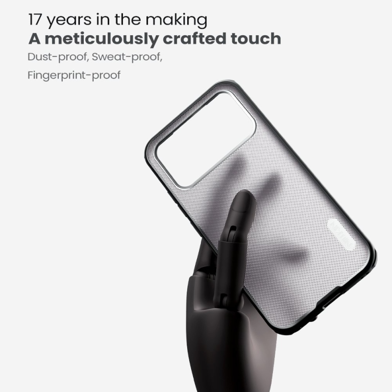 Nillkin Super Frosted PRO hátlap Poco F8 Pro-hoz, átlátszó fekete