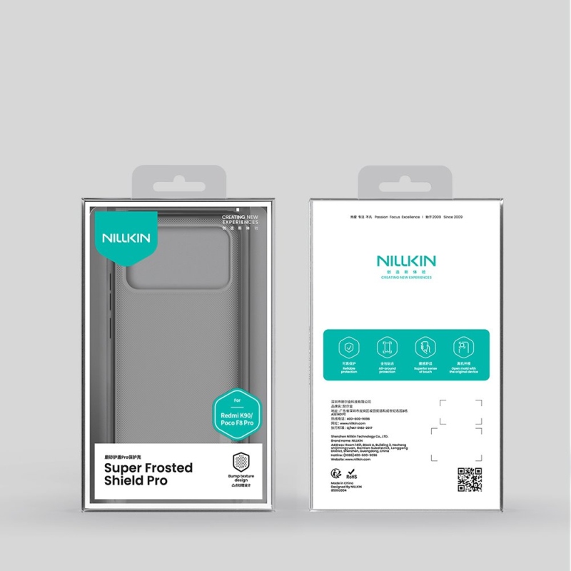 Nillkin Super Frosted PRO hátlap Poco F8 Pro-hoz, átlátszó fekete