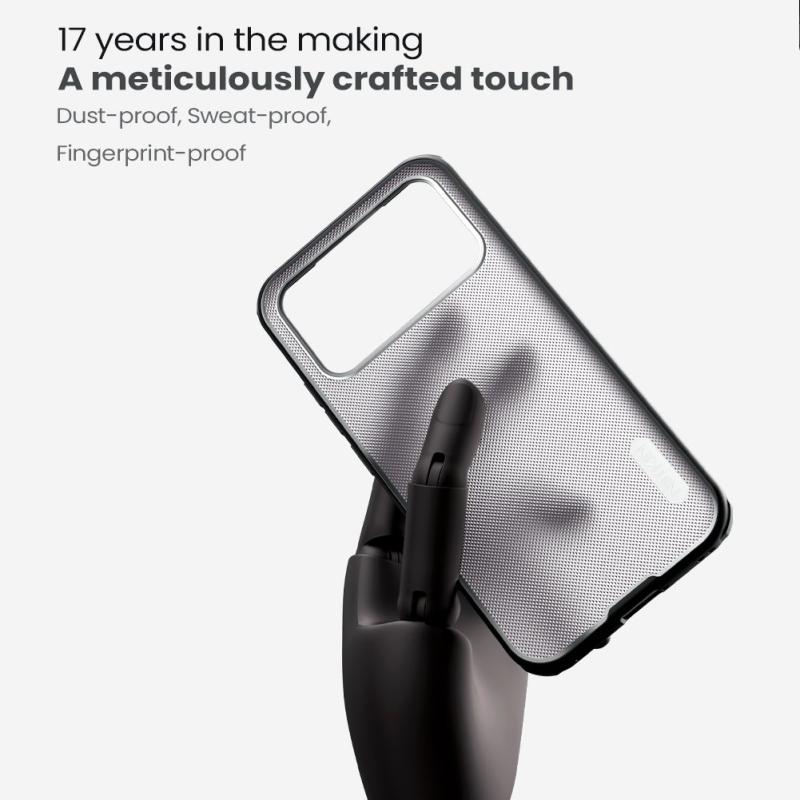 Nillkin Super Frosted PRO hátlap Poco F8-hoz, átlátszó, fekete