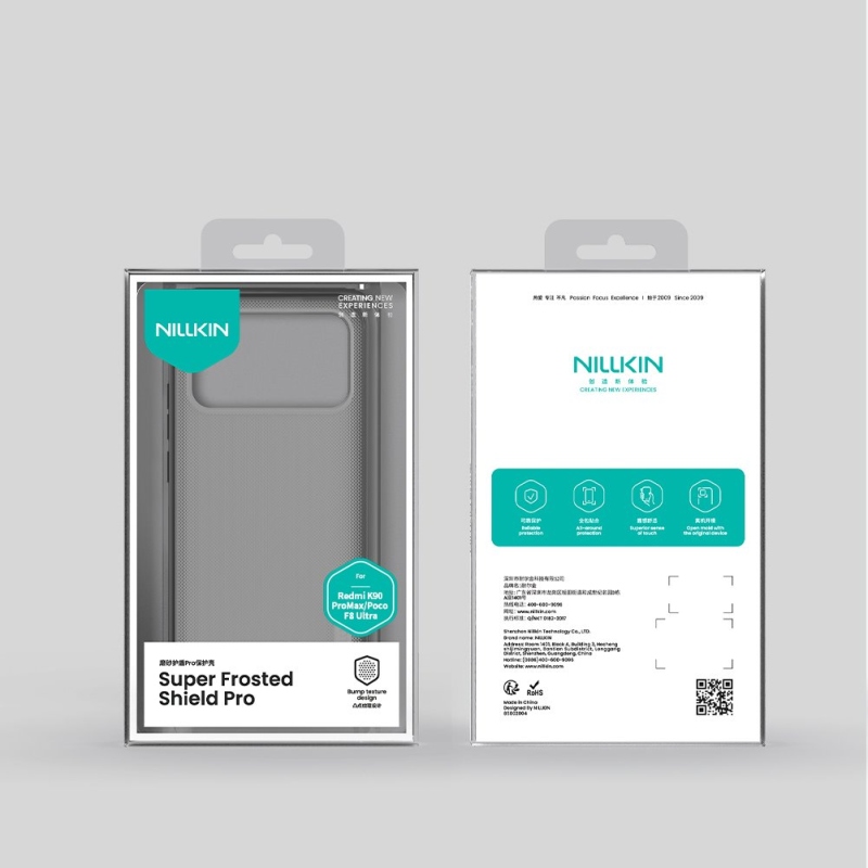 Nillkin Super Frosted PRO hátlap Poco F8-hoz, átlátszó, fekete