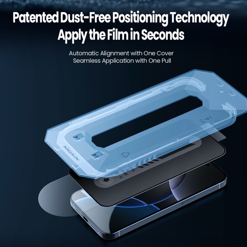 Nillkin Edzett üveg 0.25mm Guardian 2.5D Apple iPhone 16 Pro Max fekete (applikátorral)