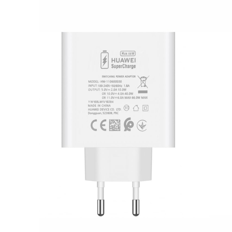 HW-110600E00 Huawei Super Charge USB-A utazási töltő 66W fehér (ömlesztve)