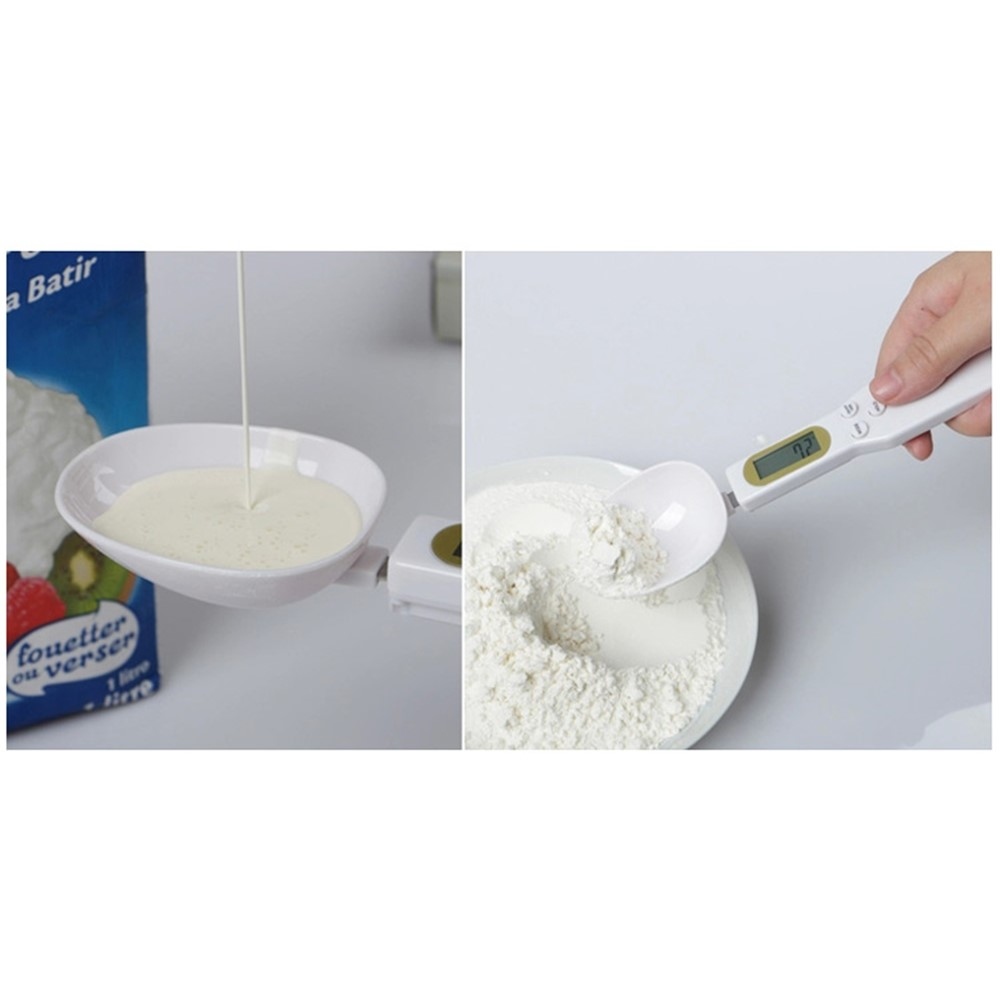 Elektronikus mérőkanál kijelzővel, akár 500 g mérésére - fehér