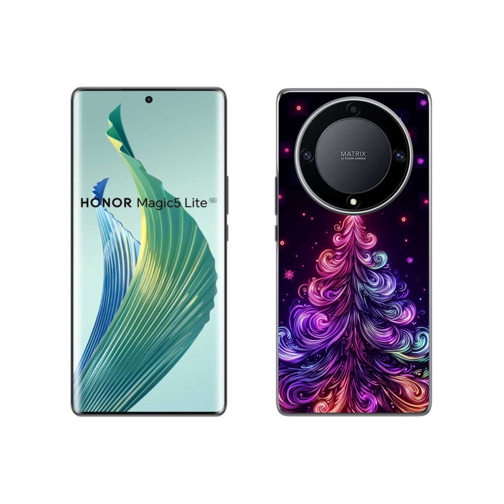 Gél borítás mmCase a Honor Magic 5 Lite 5G számára - neon karácsonyfa 1
