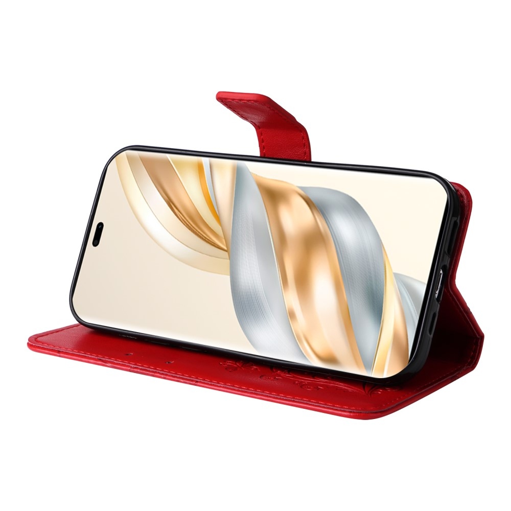 Nagy pillangó könyv tok a Honor Magic 7 Lite 5G számára - piros