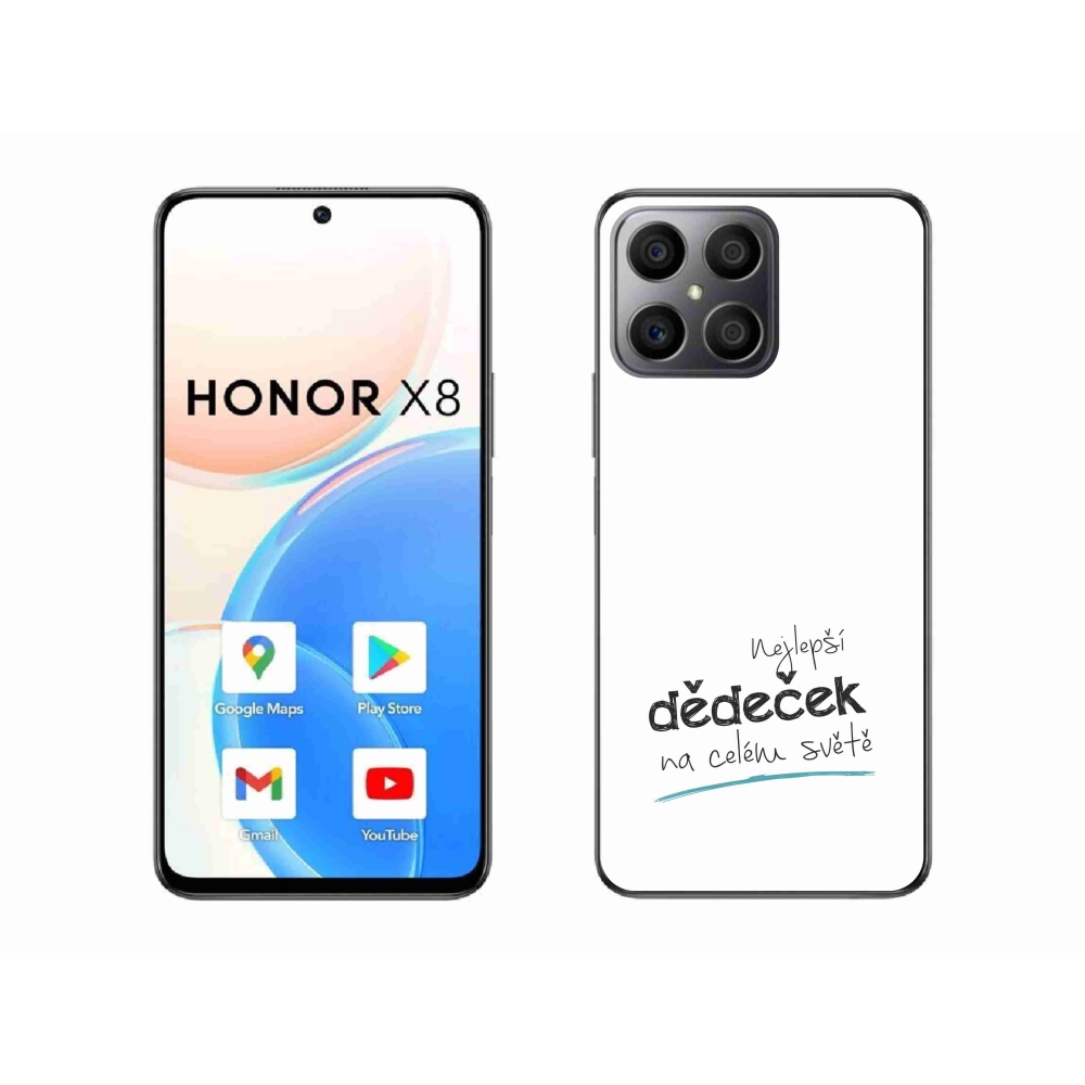 Gél borító mmCase a Honor X8 4G - legjobb nagypapa 3 fehér háttérrel