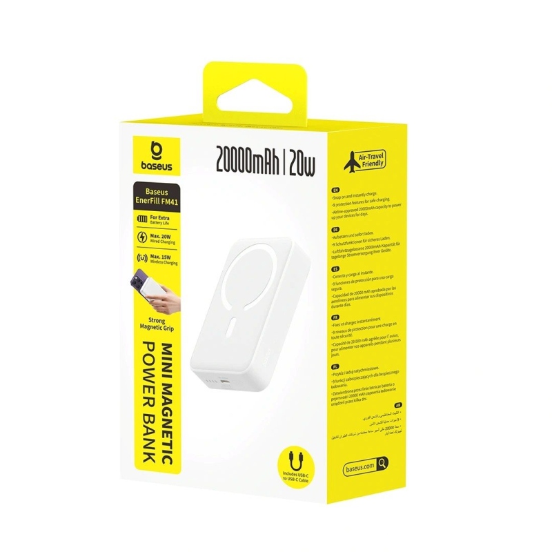 Baseus EnerFill FM41 Ultra Mini 20W mágneses Powerbank 20000mAh Fehér