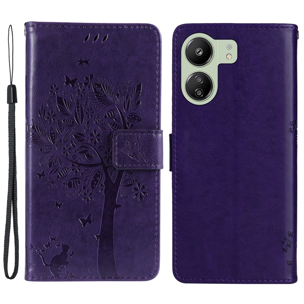 Fák könyvtáska Xiaomi Poco C65/Redmi 13C - sötétlila