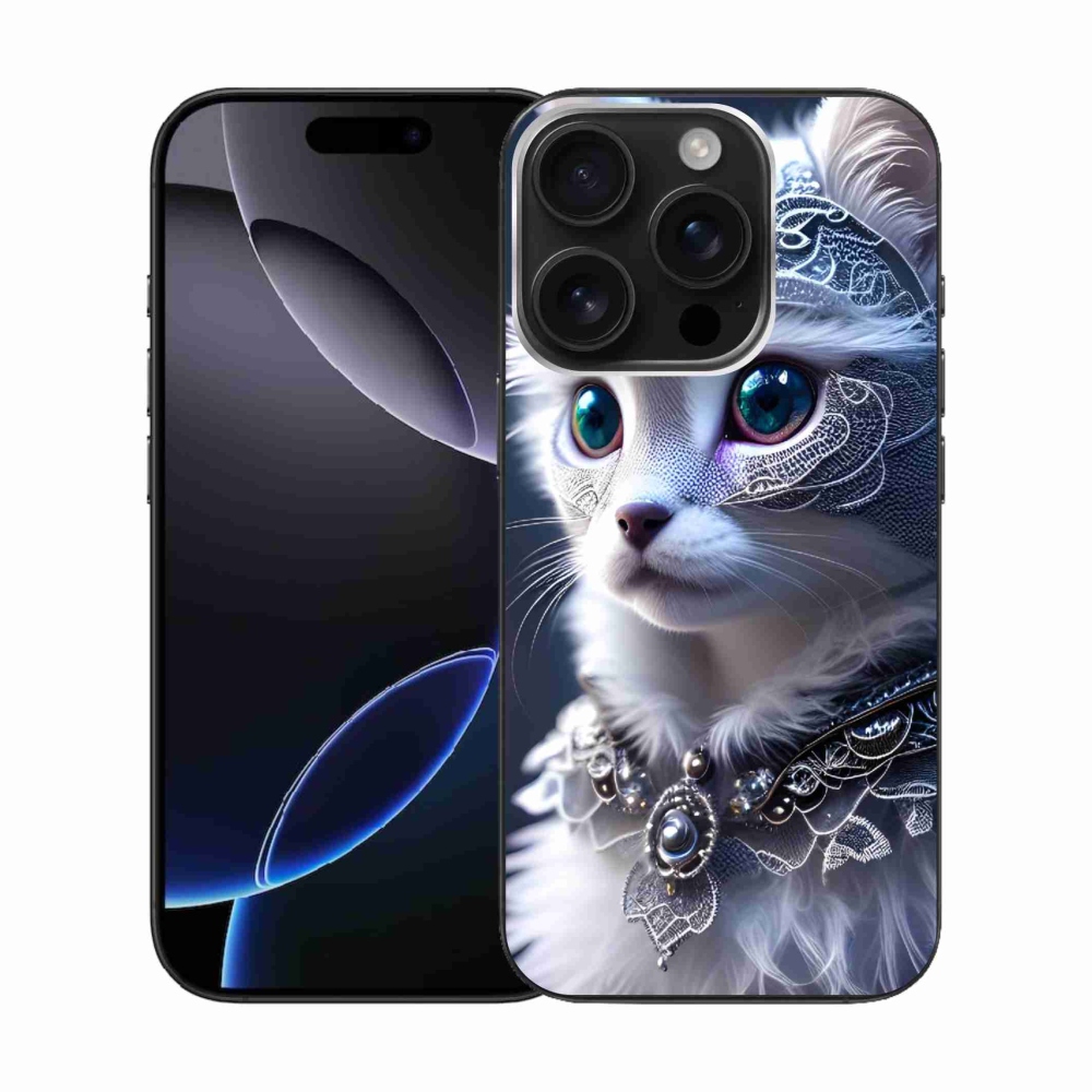 Zselés borítás mmCase iPhone 16 Pro készülékhez - fehér macska