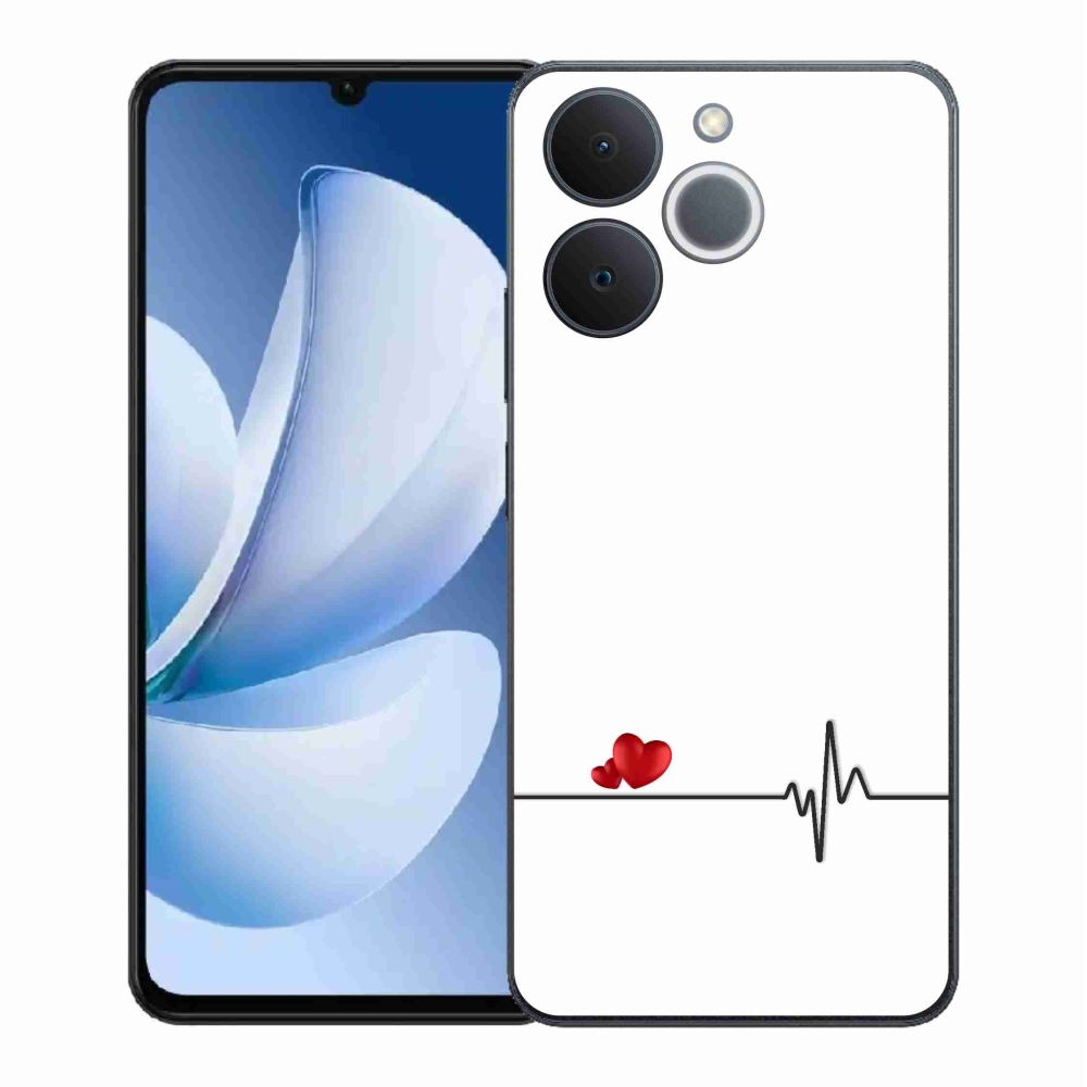 Gél borító mmCase a Realme Note 70T-hez - szív és szívverés fehér háttérrel
