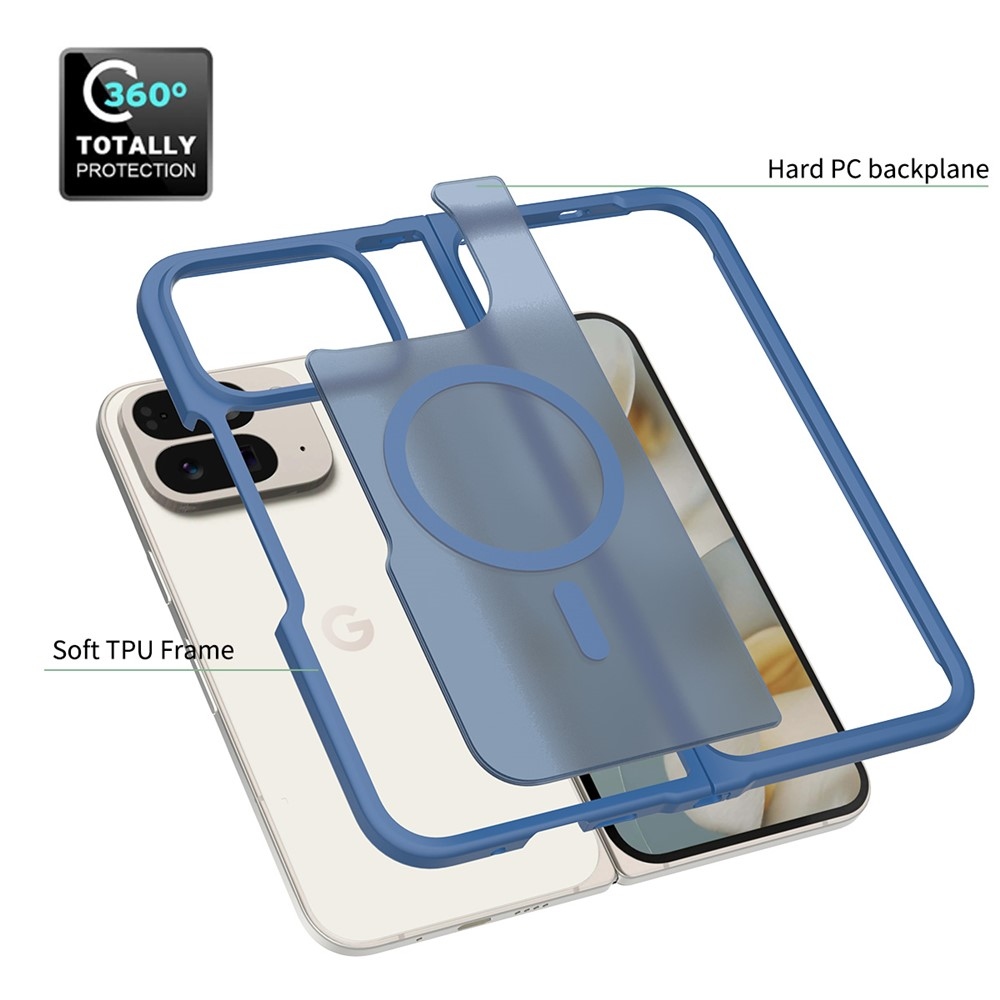 Bőr zselés tok fix hátlappal és MagSafe támogatással a Google Pixel 10 Pro Fold készülékre - kék