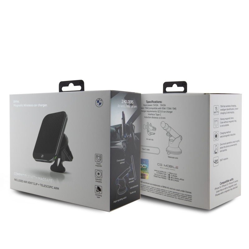 BMW Signature Edition mágneses indukciós autós tartó 15 W-os vezeték nélküli töltéssel Fekete