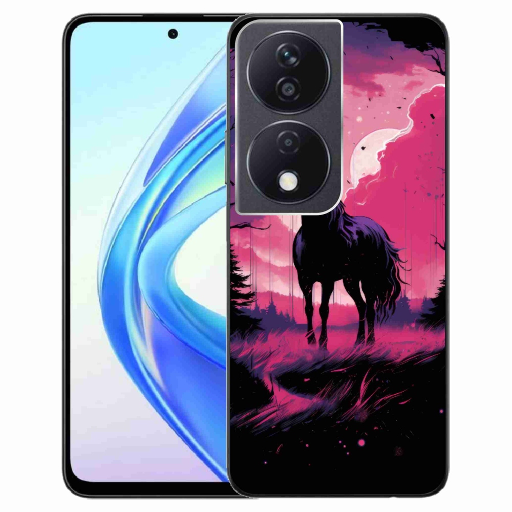 Zselés borítás mmCase a Honor X7b/Honor 90 Smart készülékhez - fekete rajzfilm ló 1