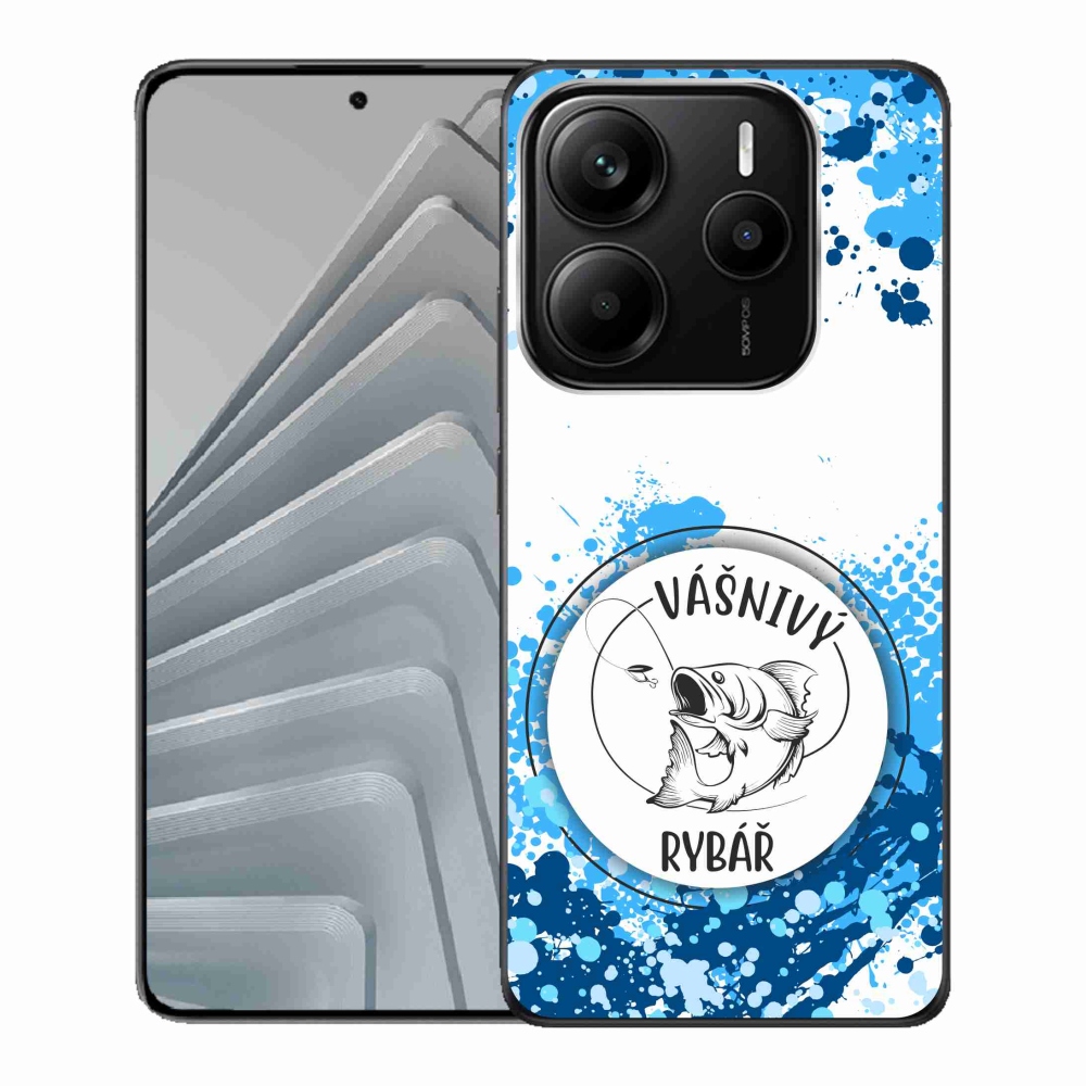 Gél borító mmCase a Xiaomi Redmi Note 14 5G-hez - szenvedélyes halász fehér háttérrel