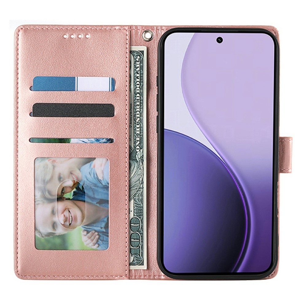 Virágos könyves tok Xiaomi Redmi 15 5G (169mm) - rózsaarany