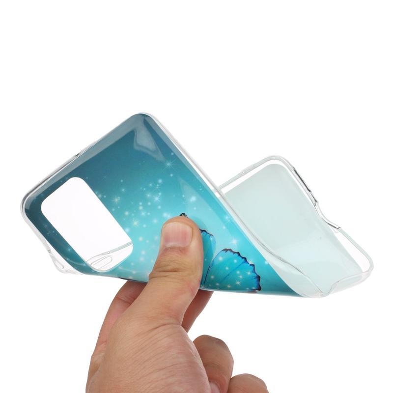 Éjjeli fényes zselés tok a Huawei P40 Pro mobilhoz - kék pillangó