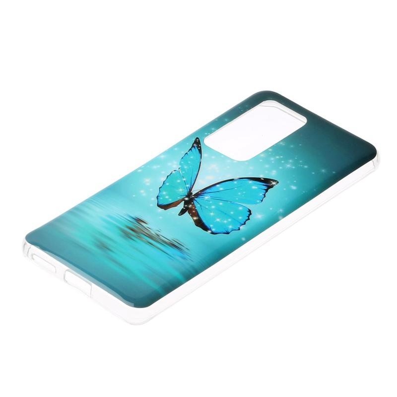 Éjjeli fényes zselés tok a Huawei P40 Pro mobilhoz - kék pillangó