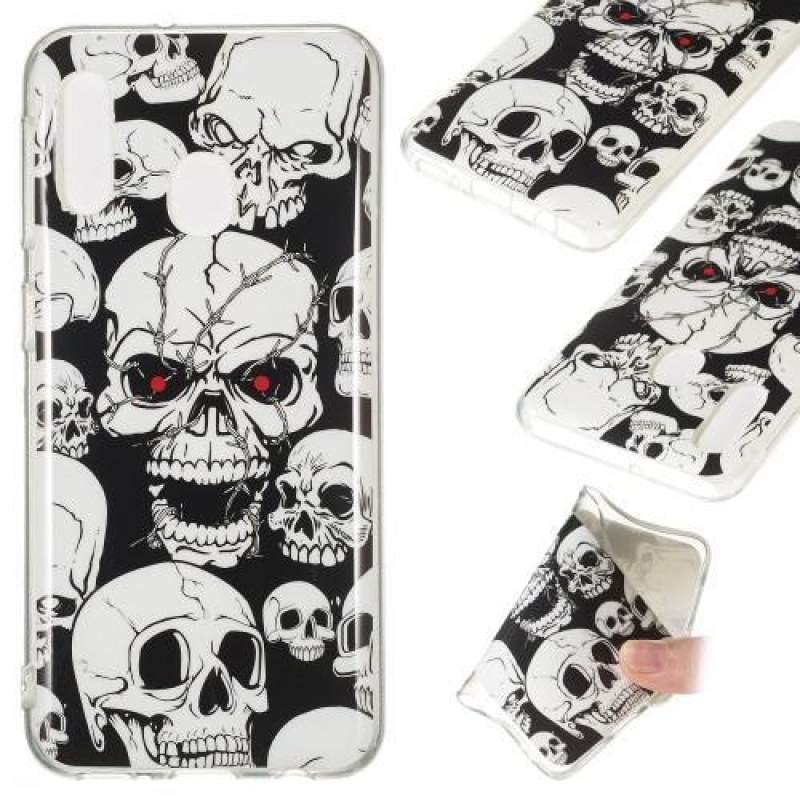 Éjfényes zselés tok mobiltelefonhoz Samsung Galaxy A20e - koponya