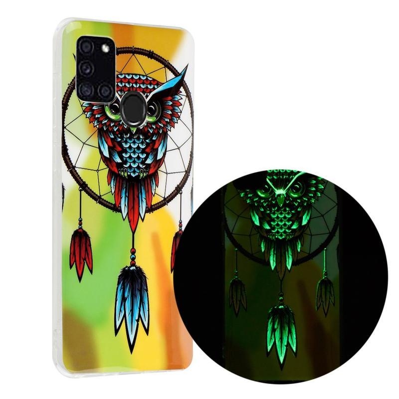 Éjjeli fényes zselés tok mobil Samsung Galaxy A21s - bagoly és álomfogó