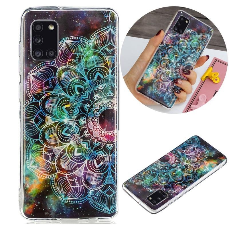 Noctilucent gél tok a Samsung Galaxy A31 mobiltelefonhoz – színes mandala virág