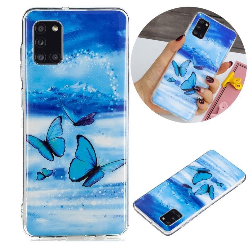 Éjjeli fényes gél tok mobil Samsung Galaxy A31 - kék pillangó
