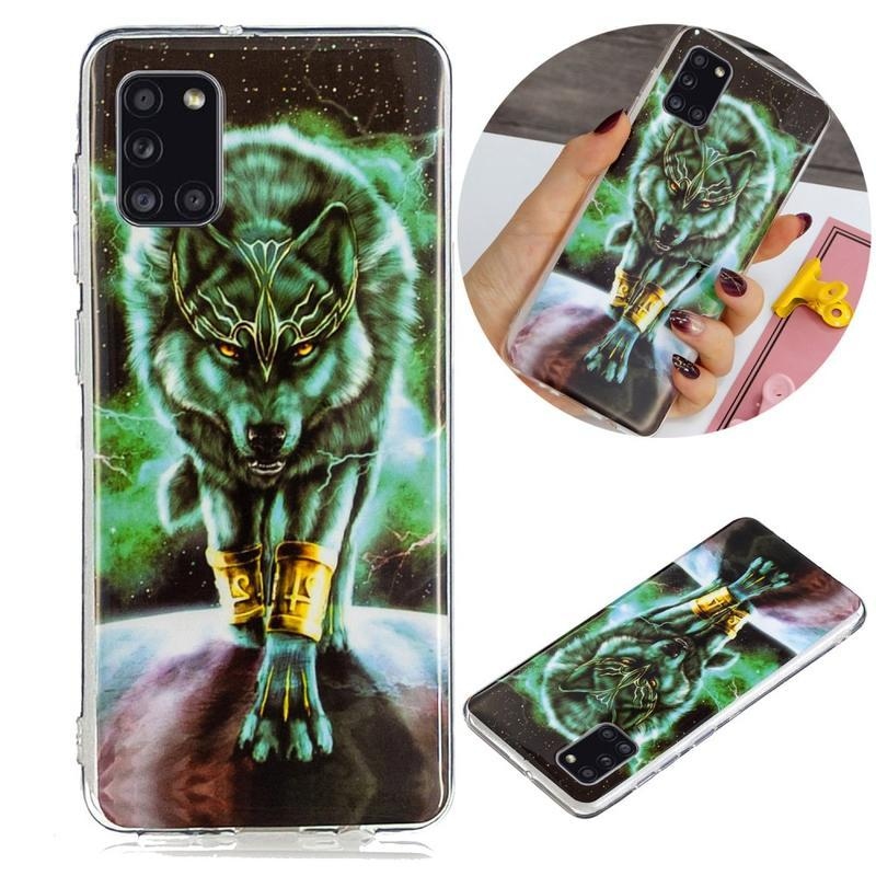 Éjfényes zselés tok mobil Samsung Galaxy A31 - farkas
