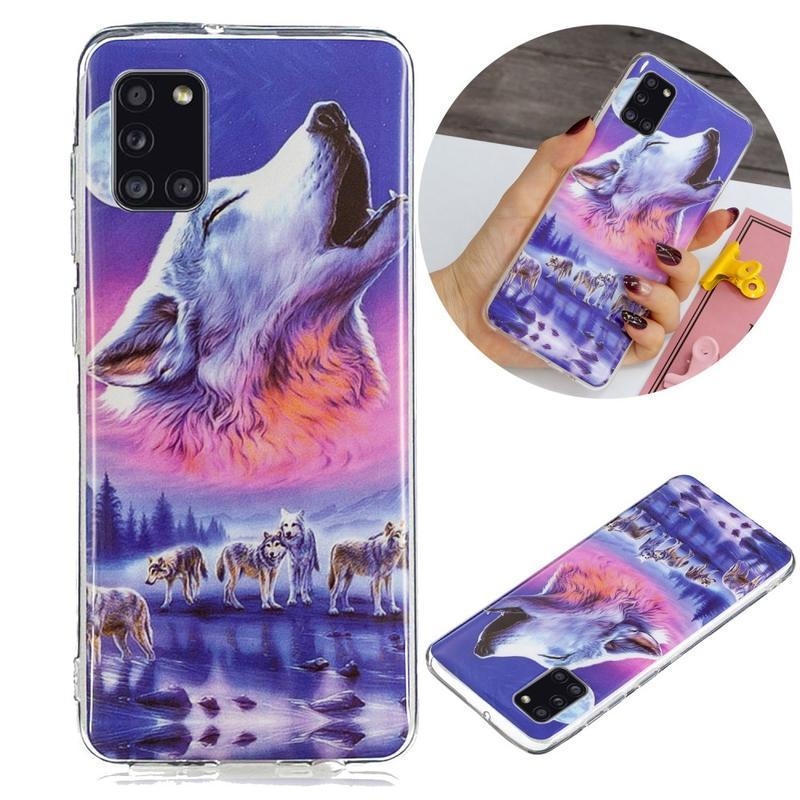 Éjfényes zselés tok mobil Samsung Galaxy A31 - Howling Wolf