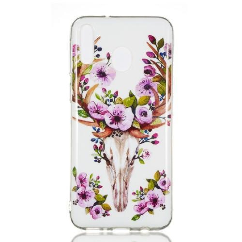 Éjfényes zselés tok mobiltelefonhoz Samsung Galaxy M20 - virágos jávorszarvas