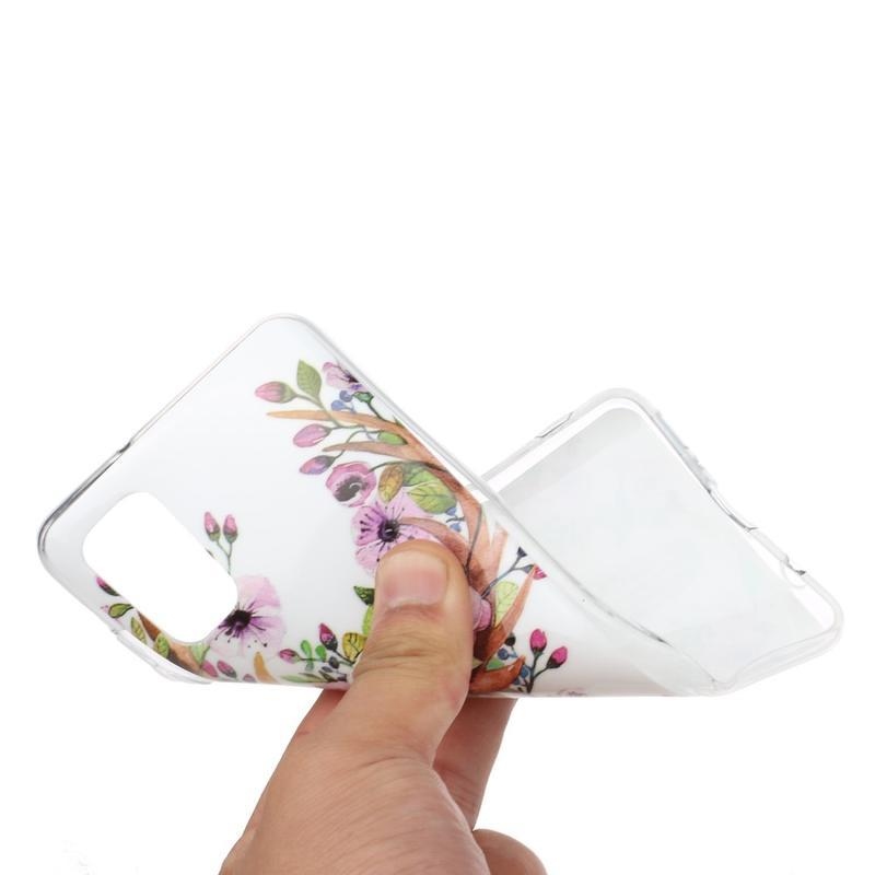 Éjjeli fényes zselés tok mobil Samsung Galaxy A41 - szarvas virágokkal