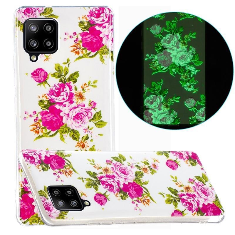 Éjjeli fényes zselés tok mobil Samsung Galaxy A42 5G - virágzó pünkösdi rózsák
