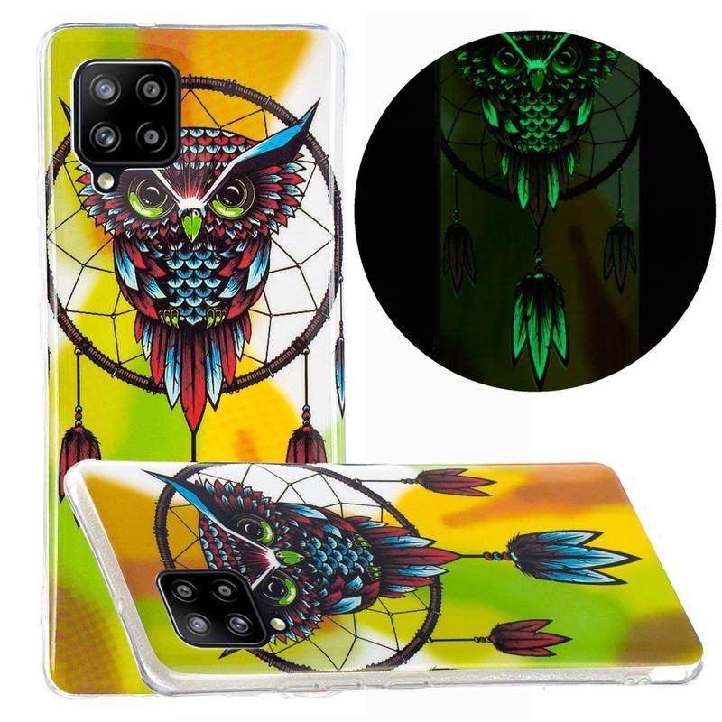 Éjjeli fényes zselés tok mobil Samsung Galaxy A42 5G - álomfogó és bagoly