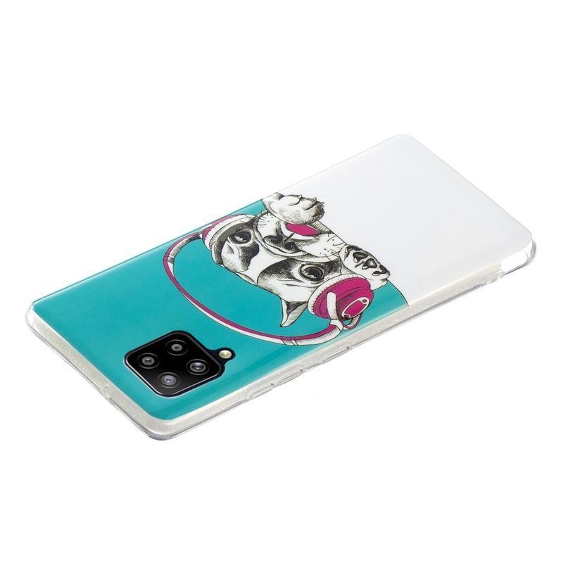 Éjfényes zselés tok Samsung Galaxy A42 5G - kutya fejhallgatóval