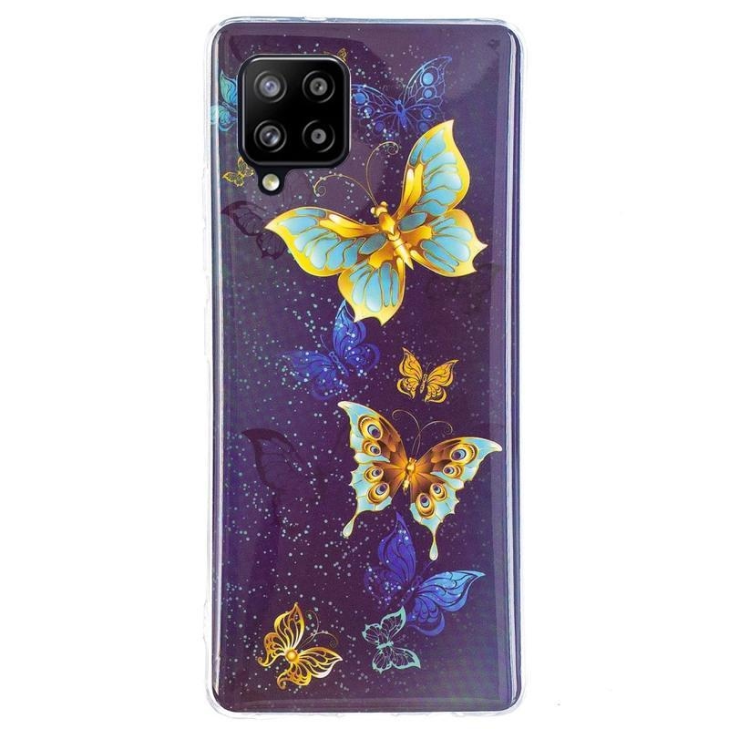 Éjjeli fényes gél tok mobil Samsung Galaxy A42 5G - arany pillangó
