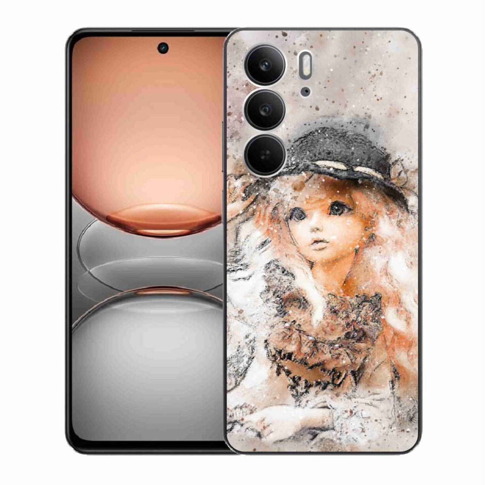 Gél borító mmCase a Realme C75 készülékhez - kislány kalapban