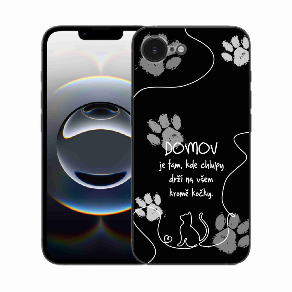 Zselés borítás mmCase iPhone 16e készülékhez - macska motívum fekete háttér