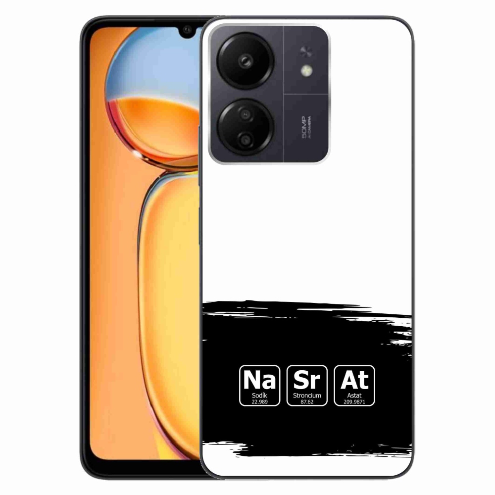 Gél borító mmCase a Xiaomi Poco C65/Redmi 13C számára - kémiai elemek fekete és fehér háttérrel