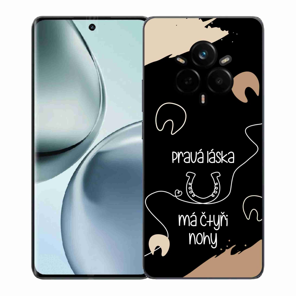 Gél borítás mmCase a Realme 14 Pro+ 5G készülékhez - ló motívum fekete háttérrel