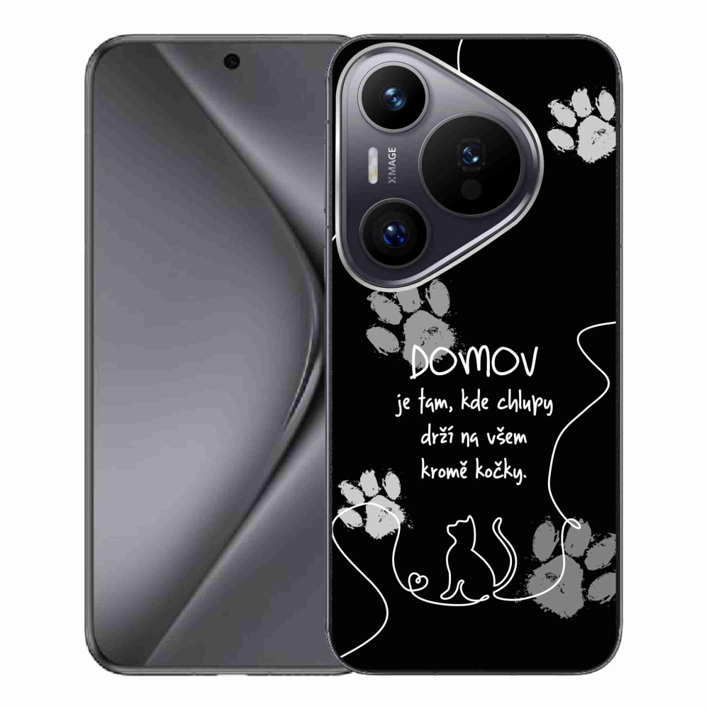 Gél borító mmCase a Huawei Pura 70 Pro készülékhez - macska motívum fekete háttérrel